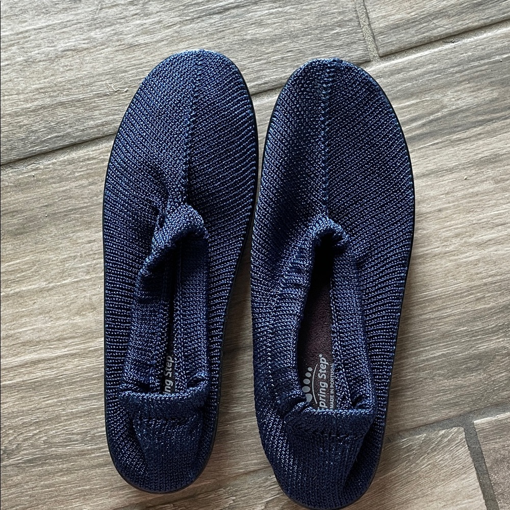 Spring Step Deep Blue Knit Slip-Ons